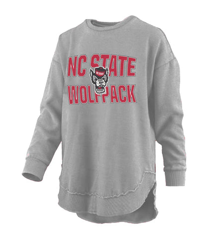 NC State Wolfpack Women's Grey "Maxima" Rounded-Bottom Vintage Fleece Sweatshirt