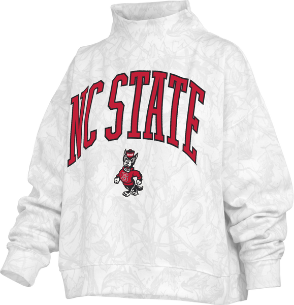 NC State Wolfpack Camo Long Sleeve Mock Crew Oversized Fleece