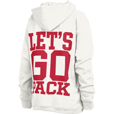 NC State Wolfpack Women's White Big Print Block Oversized Hooded Sweatshirt