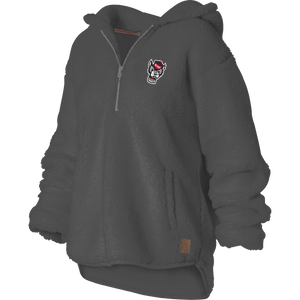 NC State Wolfpack Women's Charcoal Sherpa 1/4 Zip Hood