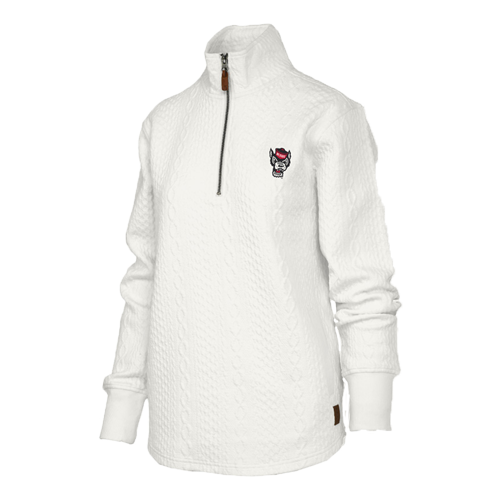 NC State Wolfpack Women's Ivory Wolfhead Long Sleeve Chunky Weave Knit 1/4 Zip