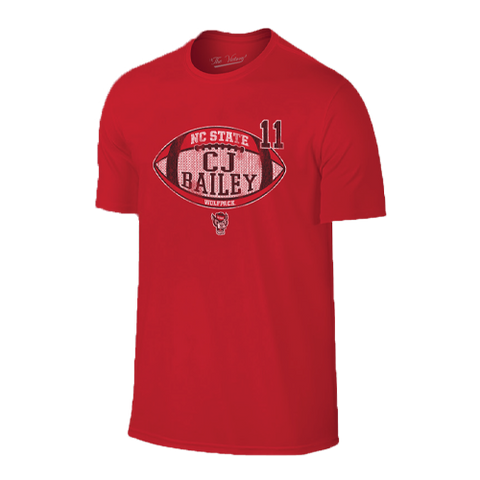 NC State Wolfpack Red #11 CJ Bailey Football T-Shirt