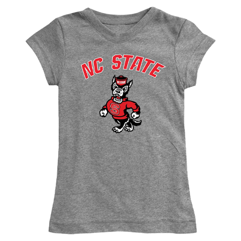 NC State Wolfpack Heather Grey Youth Girl's Lexie T-Shirt
