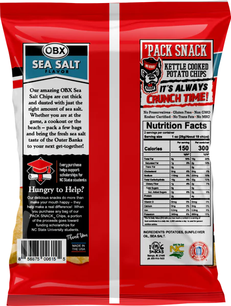 NC State Wolfpack "Pack Snack" OBX Kettle Cooked Chips