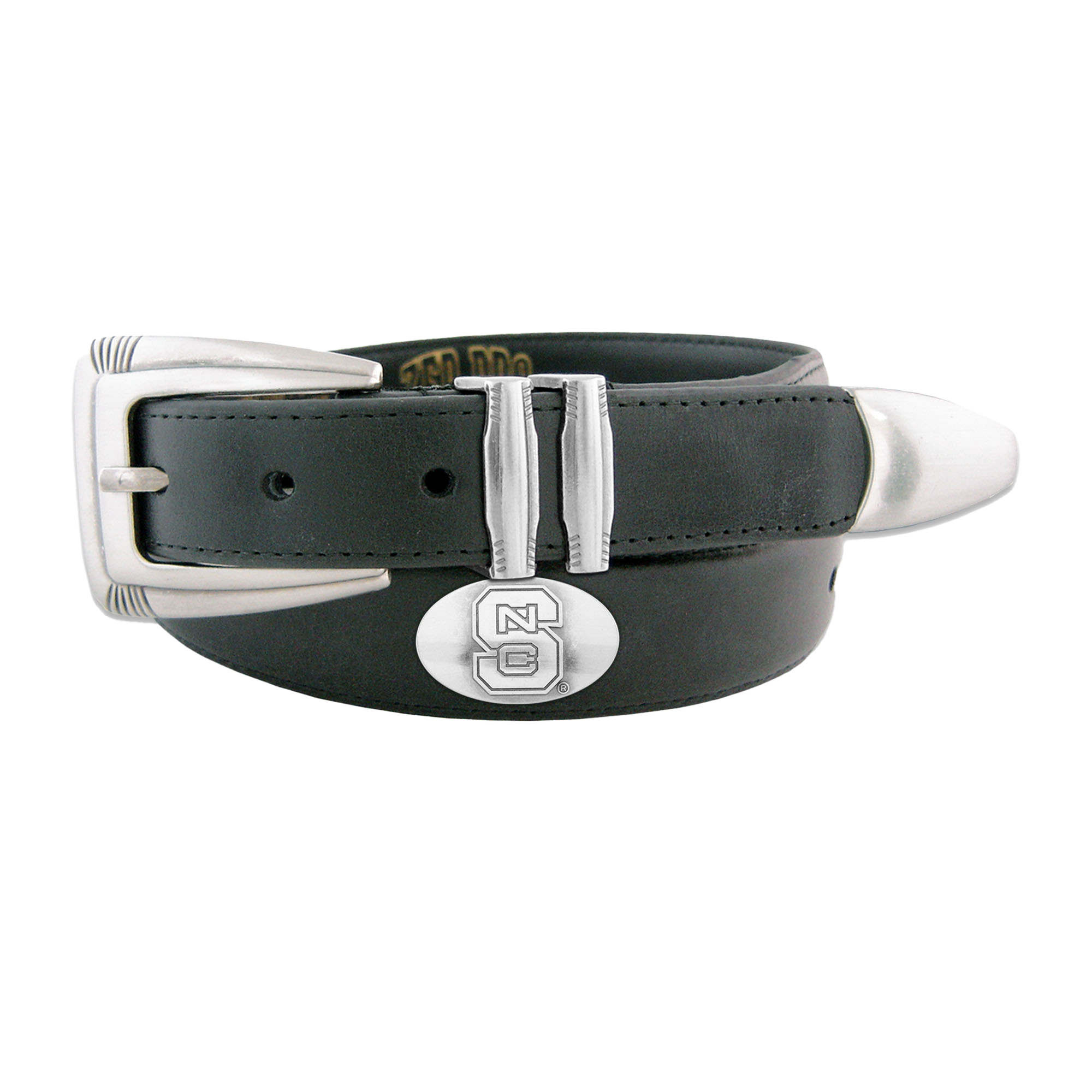 NC State Wolfpack Black Concho Tip Leather Belt