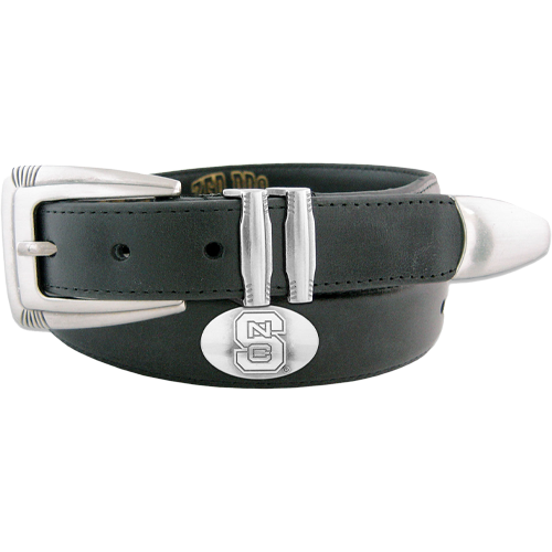 NC State Wolfpack Black Concho Tip Leather Belt