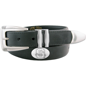 NC State Wolfpack Black Concho Tip Leather Belt