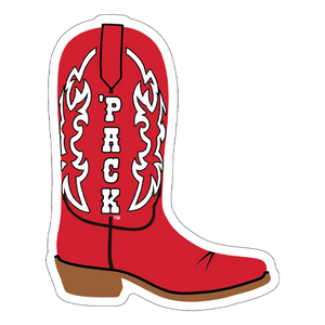 NC State Wolfpack 3.5" Red Cowboy Boot Rugged Sticker