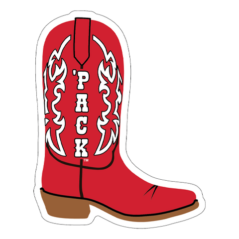 NC State Wolfpack 3.5" Red Cowboy Boot Rugged Sticker