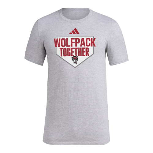 NC State Wolfpack adidas Grey Distressed Wolfhead Homeplate T-Shirt