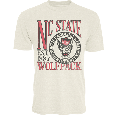 NC State Wolfpack Oatmeal First Dibs Circle Wolfhead T-Shirt