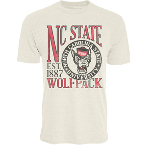 NC State Wolfpack Oatmeal First Dibs Circle Wolfhead T-Shirt