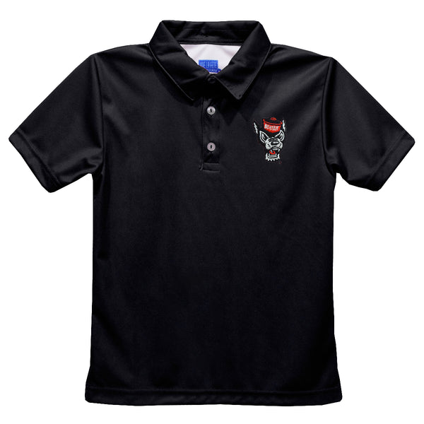 NC State Wolfpack Toddler Embroidered Wolfhead Solid Black Polo