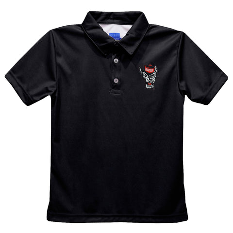 NC State Wolfpack Toddler Embroidered Wolfhead Solid Black Polo