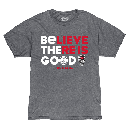 NC State Wolfpack Life is Good Heather Grey Believe T-Shirt