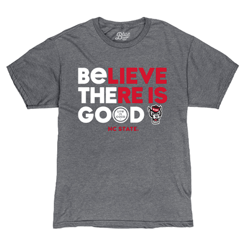 NC State Wolfpack Life is Good Heather Grey Believe T-Shirt