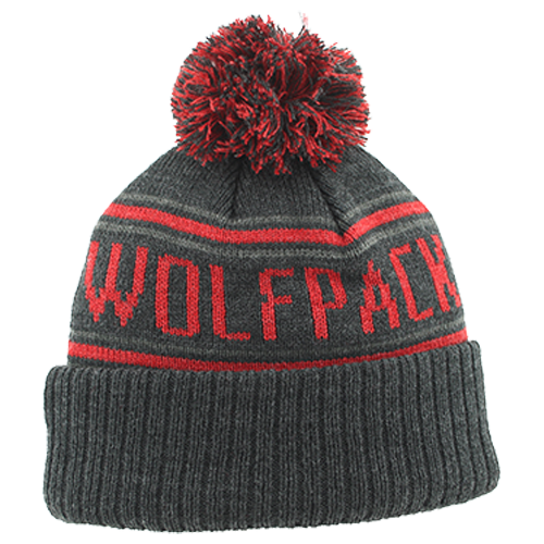 NC State Wolfpack Wolfhead Marled Stripe Cuff Pom Beanie