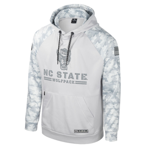 NC State Wolfpack Operation Hat Trick Poly Fleece Light Grey/Horizon Camo Hood