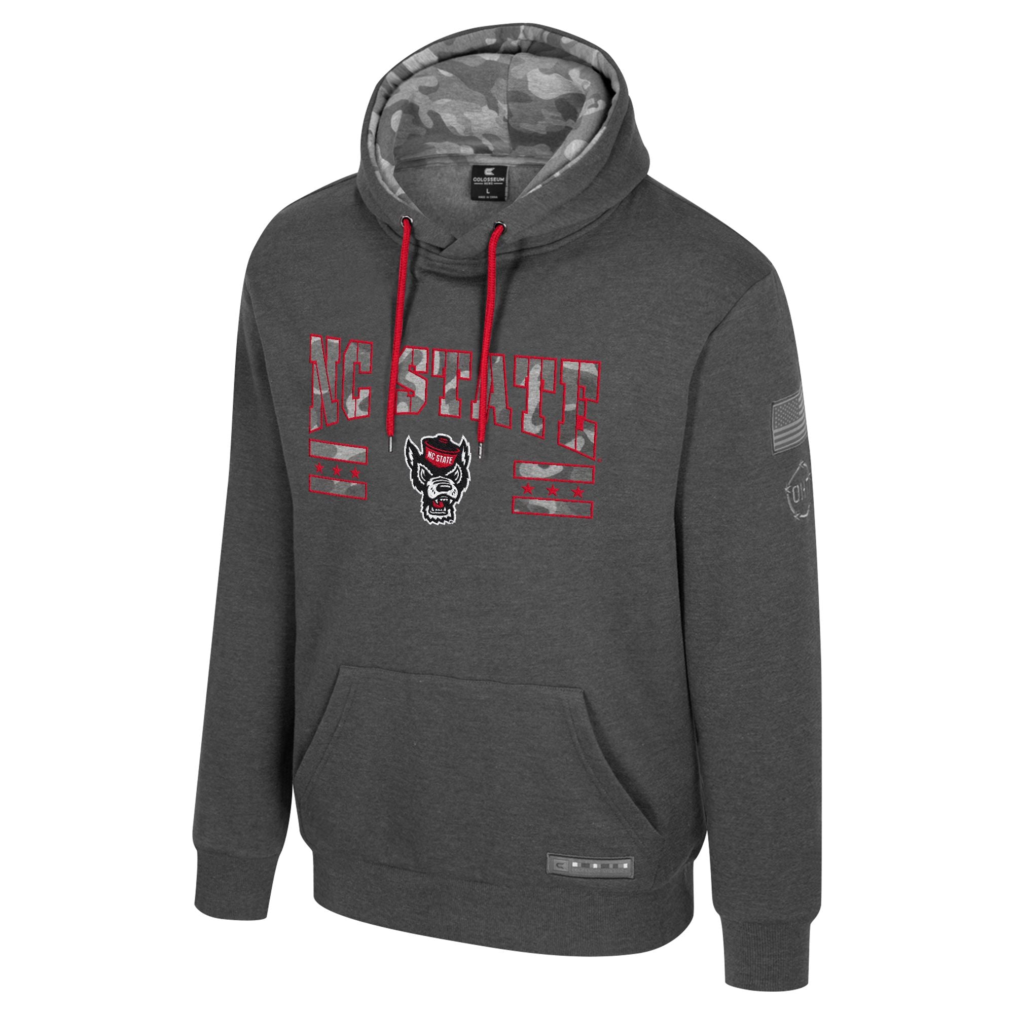 NC State Wolfpack Operation Hat Trick Heather Charcoal/Sage Camo Hooded Sweatshirt