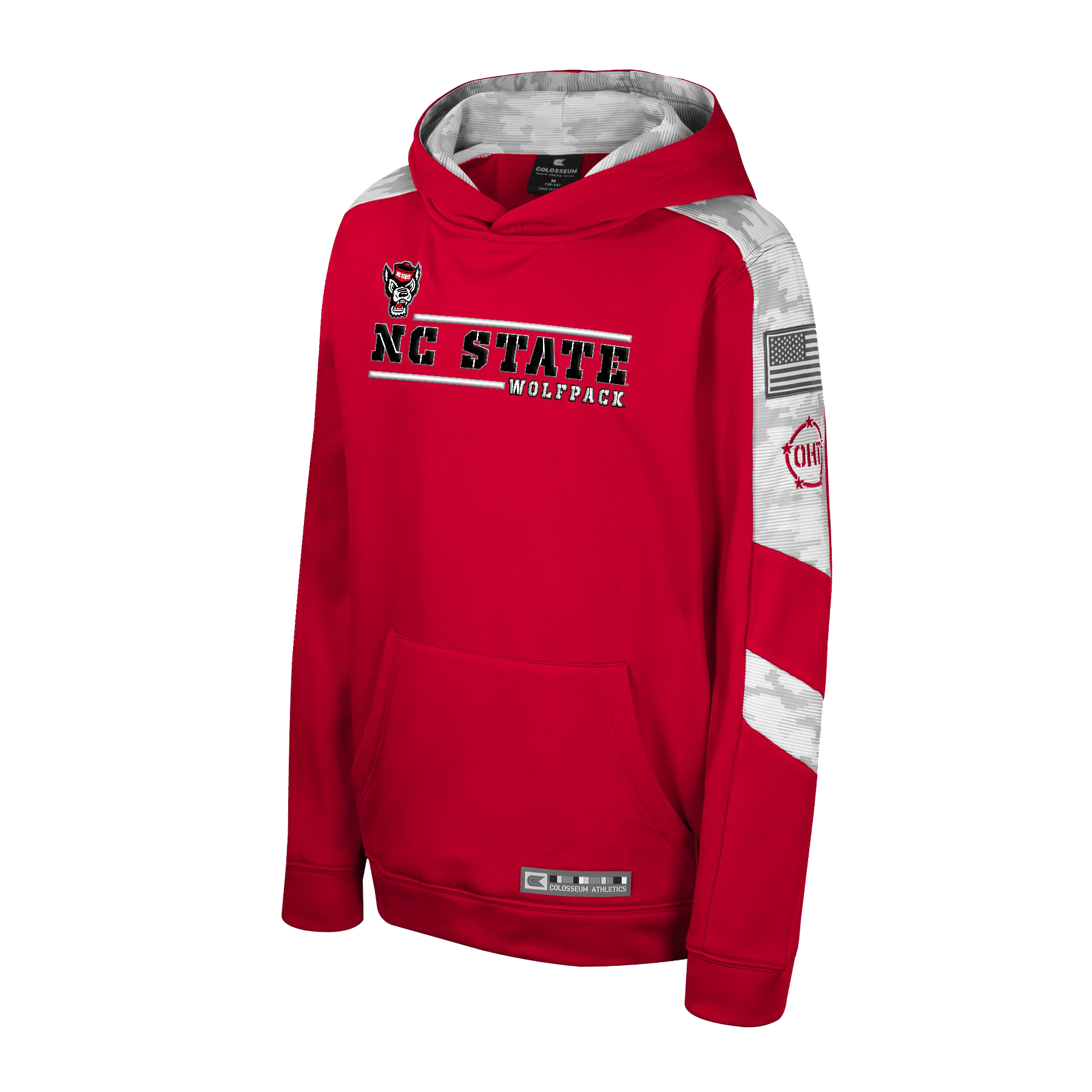 NC State Wolfpack Operation Hat Trick Youth Red/Horizon Camo Hooded Sweatshirt