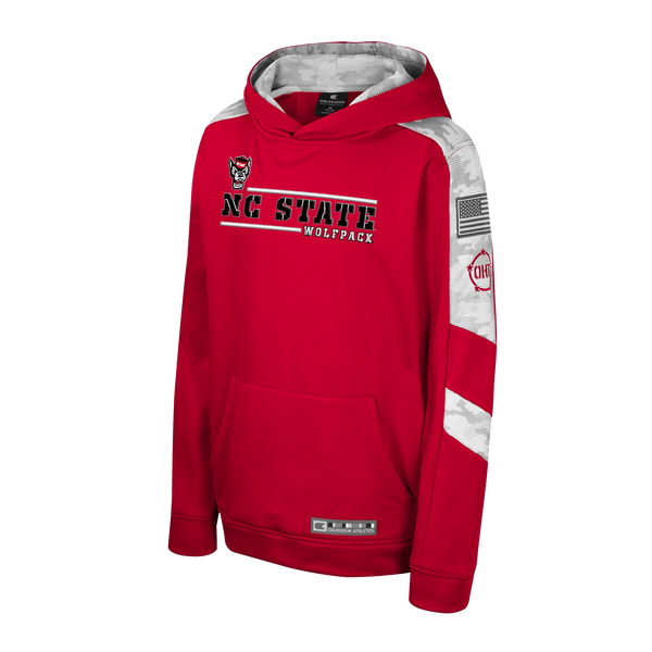 NC State Wolfpack Operation Hat Trick Youth Red/Horizon Camo Hooded Sweatshirt