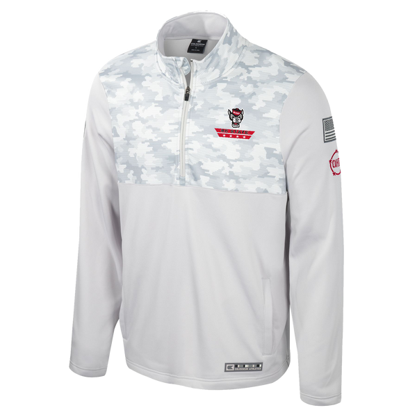NC State Wolfpack Operation Hat Trick 1/2 Zip Poly Fleece Light Grey/Horizon Camo