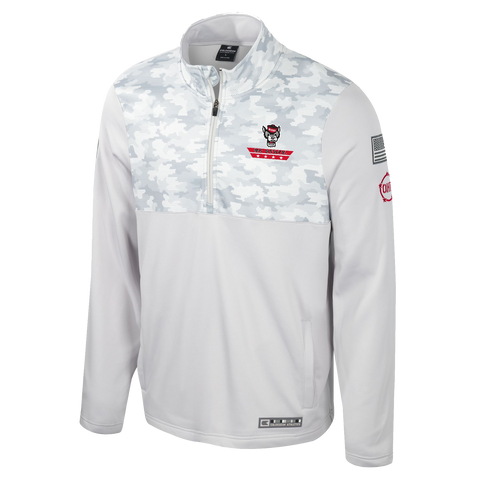 NC State Wolfpack Operation Hat Trick 1/2 Zip Poly Fleece Light Grey/Horizon Camo
