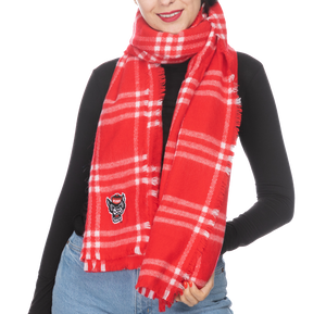 NC State Wolfpack Red and White Wolfhead Blanket Scarf