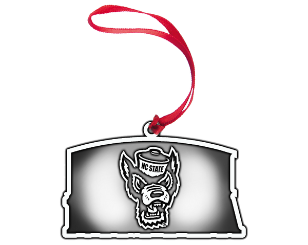 NC State Wolfpack Pewter Red Alumni Glitter Fill Ornament