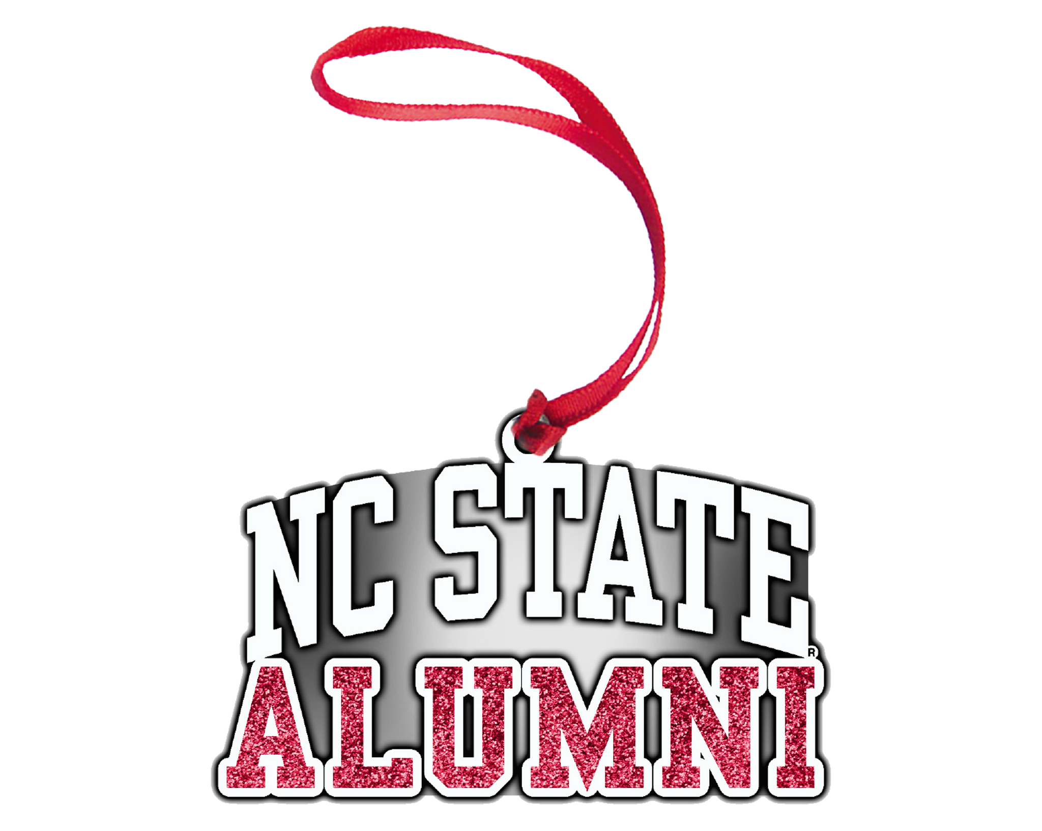 NC State Wolfpack Pewter Red Alumni Glitter Fill Ornament