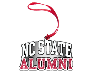 NC State Wolfpack Pewter Red Alumni Glitter Fill Ornament