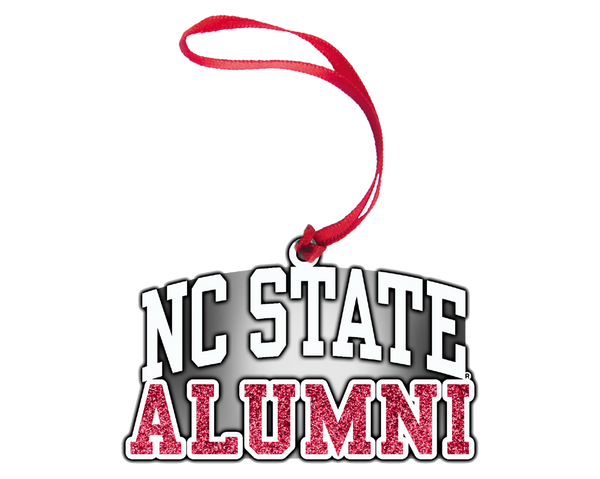 NC State Wolfpack Pewter Red Alumni Glitter Fill Ornament