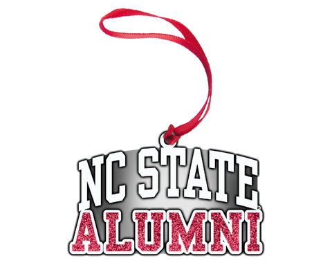 NC State Wolfpack Pewter Red Alumni Glitter Fill Ornament