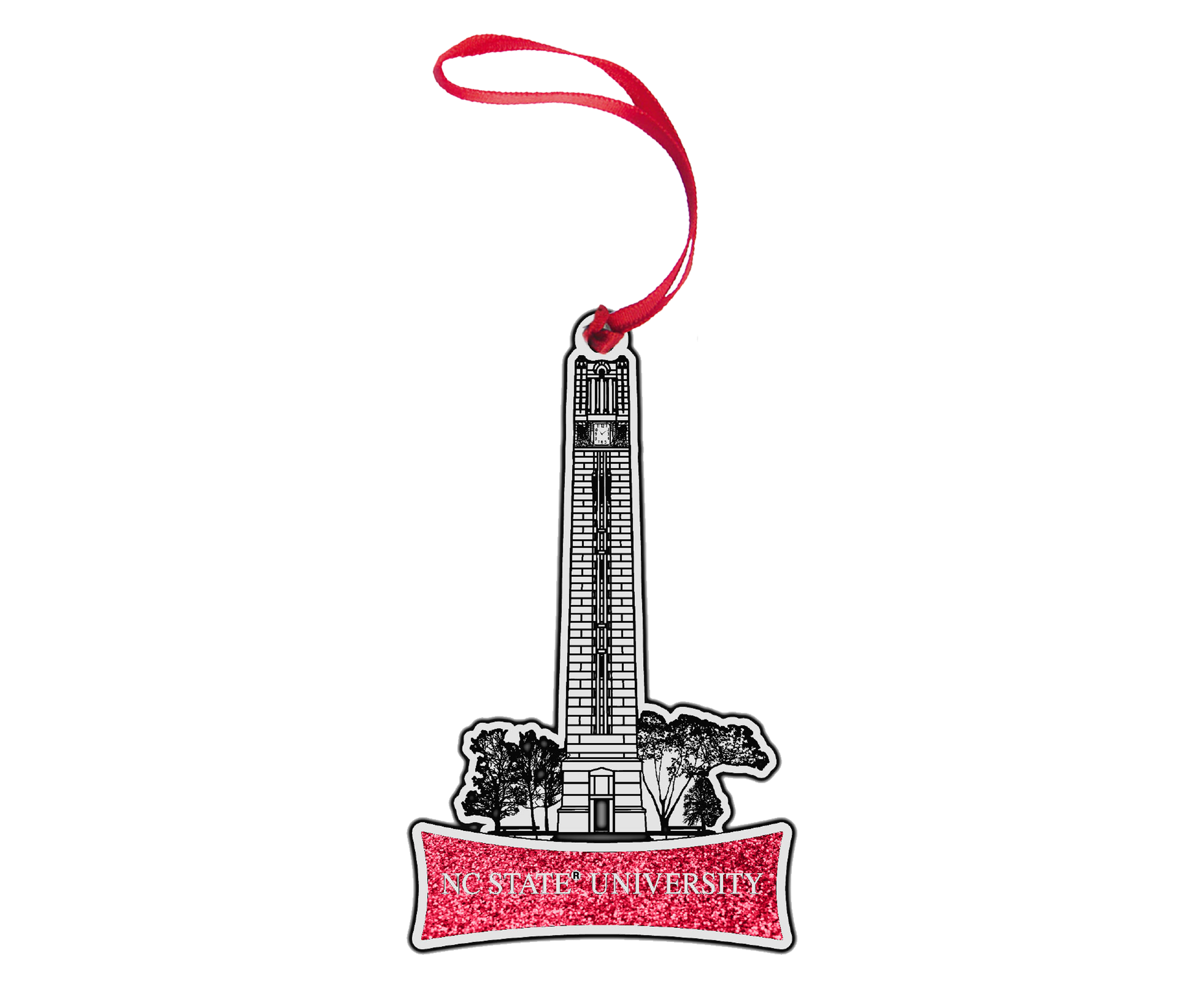 NC State Wolfpack Pewter Belltower Glitter Fill Ornament