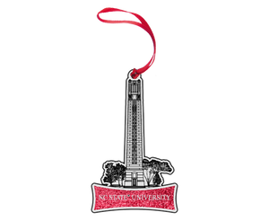 NC State Wolfpack Pewter Belltower Glitter Fill Ornament