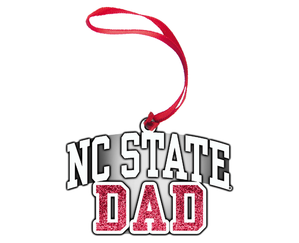 NC State Wolfpack Pewter Red Dad Glitter Fill Ornament