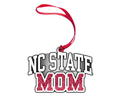 NC State Wolfpack Pewter Red Mom Glitter Fill Ornament