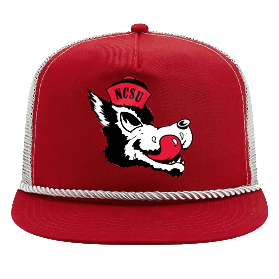 NC State Wolfpack New Era Red Slobbering Wolf "The Golfer" Trucker Flatbill Adjustable Snapback Hat