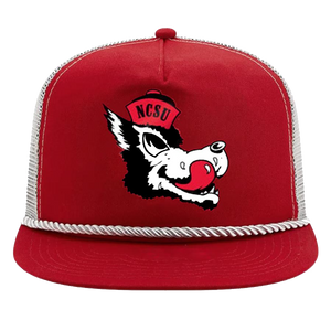NC State Wolfpack New Era Red Slobbering Wolf "The Golfer" Trucker Flatbill Adjustable Snapback Hat