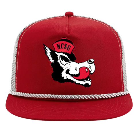 NC State Wolfpack New Era Red Slobbering Wolf "The Golfer" Trucker Flatbill Adjustable Snapback Hat
