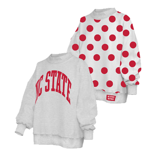 NC State Wolfpack Women's Reversible Polka Dot Oversized Fleece