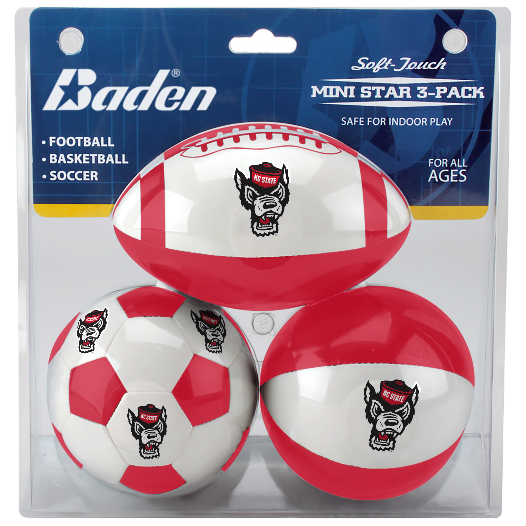 NC State Wolfpack Wolfhead 3-in-1 Soft-Touch Ball Set