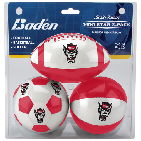 NC State Wolfpack Wolfhead 3-in-1 Soft-Touch Ball Set