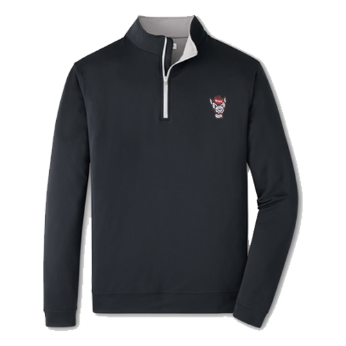 NC State Wolfpack Peter Millar Black Wolfhead Performance 1/4 Zip