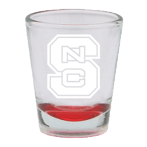 NC State Wolfpack 1.5oz Red Bottom Block S Shot Glass