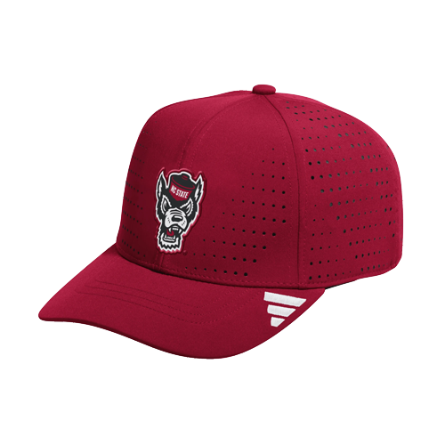 NC State Wolfpack adidas Red Wolfhead Vented Adjustable Hat