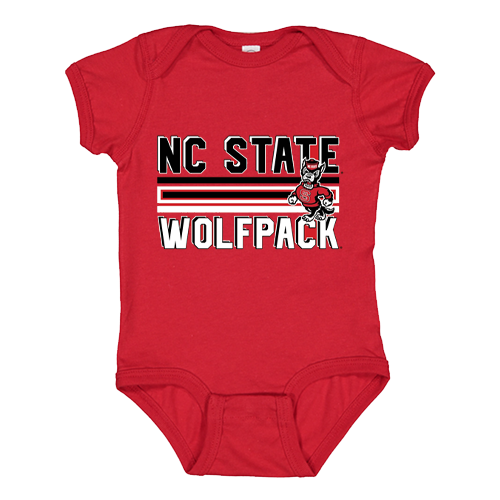 NC State Wolfpack Red Strutting Wolf Stripes Infant Bodysuit