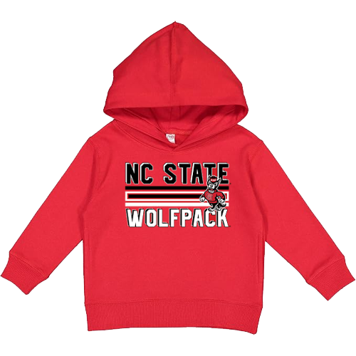NC State Wolfpack Red Strutting Wolf Stripes Toddler Hooded Sweatshirt