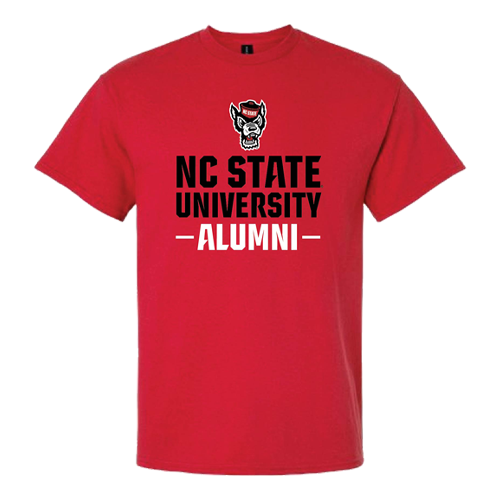 NC State Wolfpack Red Wolfhead Stacked Alumni T-Shirt
