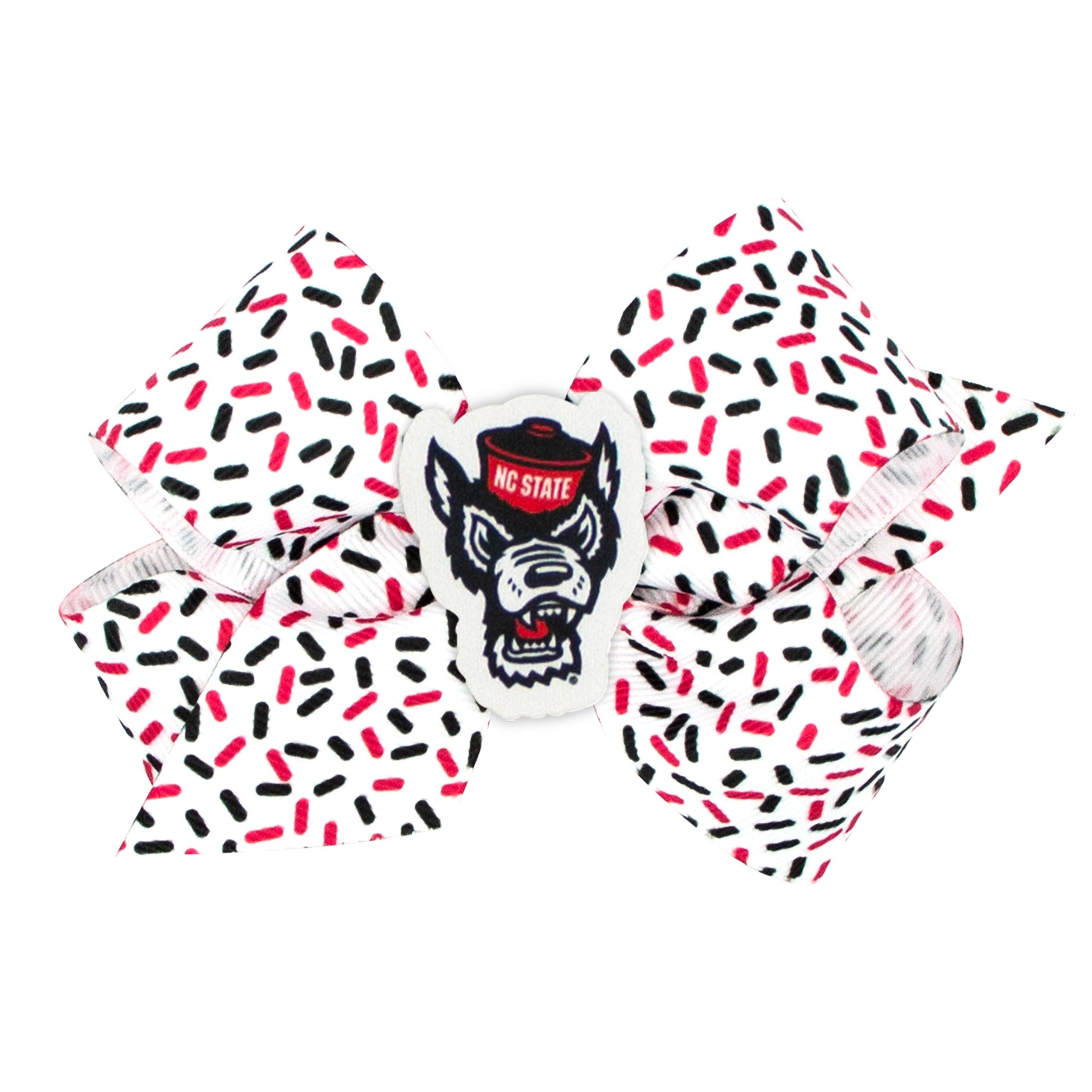 NC State Wolfpack King Confetti Print w/ Wolfhead Badge Hair Bow